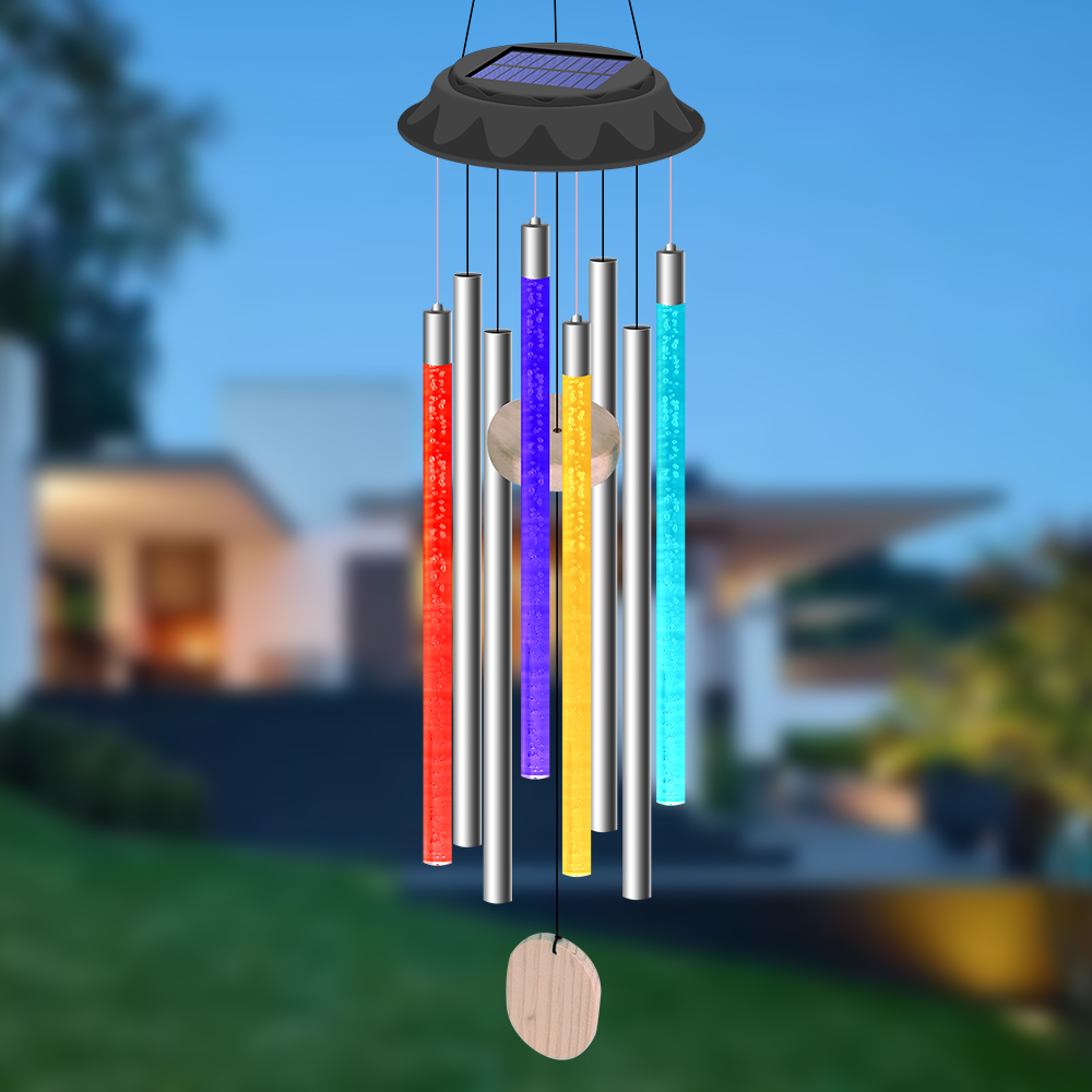 Wind Chime Tubular - ไฟกระดิ่งลมพลังงานแสงอาทิตย์โคมไฟแขวนไฟสนามกันน้ำหลากสีโคมไฟระย้าหลอดโคมไฟตกแต่งลานสวน