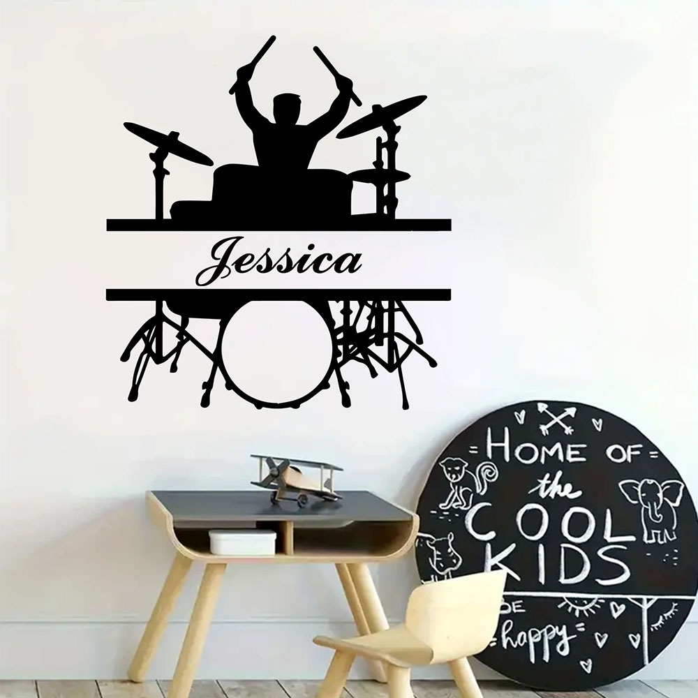 Musical Instruments Cartoon - 1PC การ์ตูนเครื่องดนตรีชื่อส่วนบุคคลตกแต่งบ้านสติ๊กเกอร์ติดผนังสำหรับตกแต่งบ้านศิลปะตกแต่งวอลล์เปเปอร์