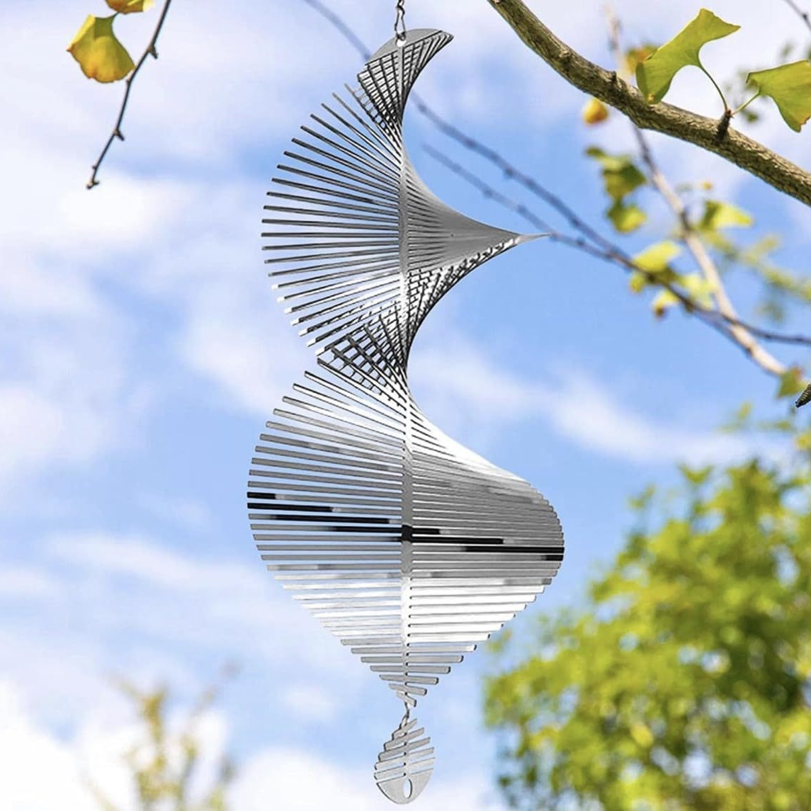 Wind Chime Tubular - โมบายลมเงียบ โมบายลมหมุนโลหะ โมบายลมเกลียวสำหรับตกแต่งสวน สนามหญ้า ของตกแต่งสวน