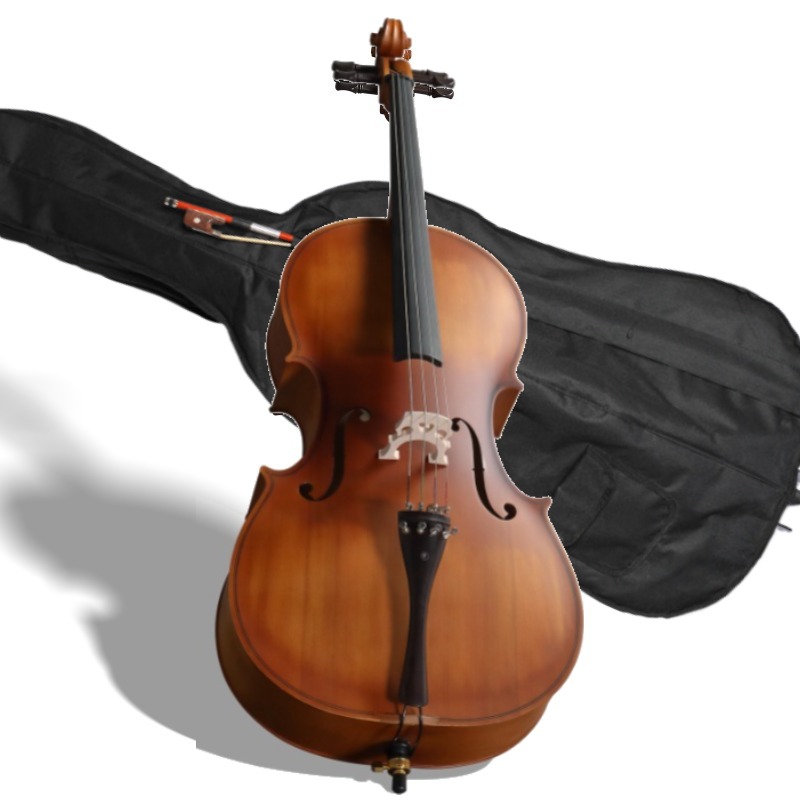Musical Instrument Cello - เชลโลไม้บาสวูดสีธรรมชาติแบบด้าน 4/4 พร้อมกระเป๋าและคันชัก, ดนตรีคลาสสิก, เครื่องดนตรีวงออร์เคสตรา, เชลโลวินเทจ,
