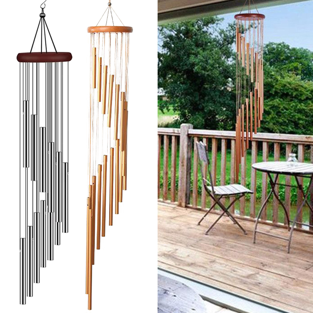 Wind Chime Tubular - กระดิ่งลมท่ออลูมิเนียม12หลอดมีเสียงดนตรีสนกันน้ำกันลมเหมาะสำหรับร้านกาแฟสวนร้านอาหาร
