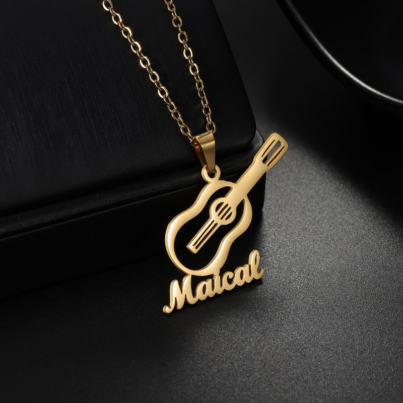 Musical Instrument With Names - สร้อยคอจี้เครื่องดนตรีแบบกำหนดเองได้ สร้อยคอสแตนเลสสตีล สร้อยคอแบบส่วนตัว ของขวัญสำหรับคนรักดนตรี ผู้หญิง ผู้ชาย