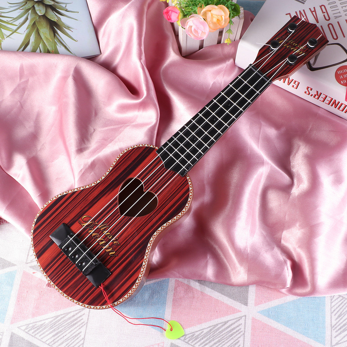 Musical Instrument Harmony - มินิอูคูเลเล่สี่สาย สีน้ำตาล ขนาดเล็ก เครื่องดนตรีสำหรับเด็ก เรียนรู้การศึกษาปฐมวัย อูคูเลเล่สำหรับเด็ก