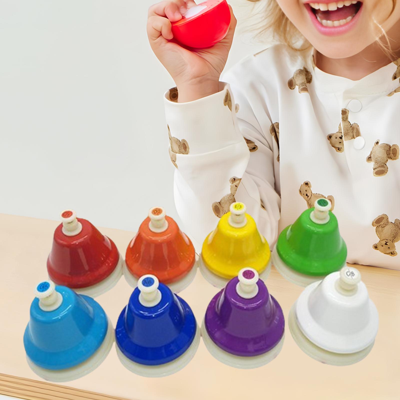 Musical Instrument I Play - เด็กเล่นโต๊ะระฆังระฆังมือ,มือถือที่มีสีสันเครื่องดนตรี,Diatonic Musical Handbells 8 หมายเหตุของขวัญวันเกิด