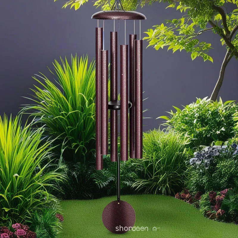 Wind Chime Tubular - 45 นิ้วกลางแจ้ง Wind Chime สีแดงหลอดอลูมิเนียม Garden