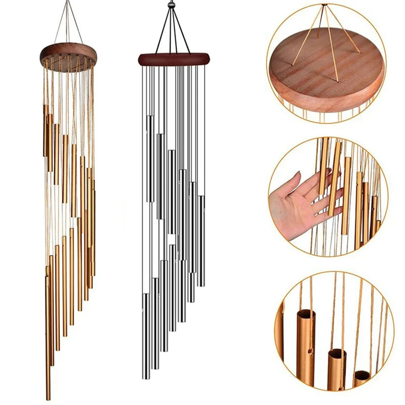Wind Chime Tubular - กระดิ่งลมโลหะอะลูมิเนียมพร้อมตะขอ, ของตกแต่งสวนกลางแจ้ง ของตกแต่งบ้าน งานแต่งงาน งานเลี้ยง ของที่ระลึก