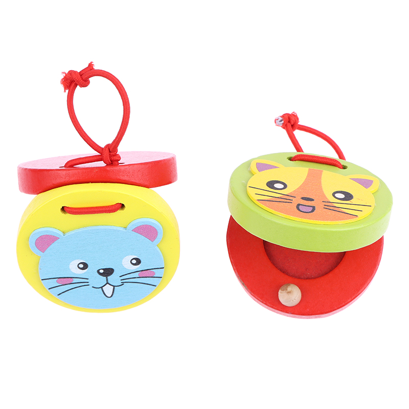 Musical Instruments Cartoon - คาสทาเน็ตไม้รูปจระเข้/ทรงกลมสำหรับเด็ก 1 ชิ้น เครื่องดนตรีสำหรับเด็กเล็ก ของเล่นดนตรีเพื่อการเรียนรู้