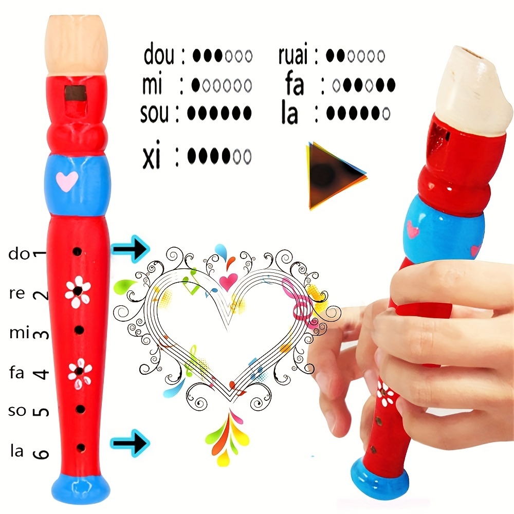 ขลุ่ยไม้ 1 ชิ้น 6 รู หลากสี ลา - Musical Instruments Cartoon บทวิจารณ์และราคา