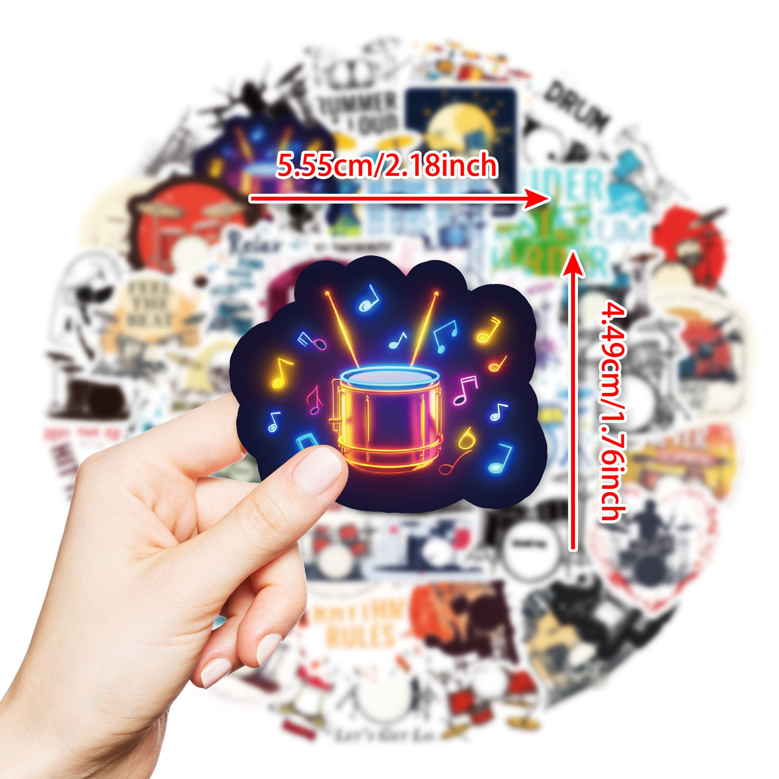 10/50PCS กลองสติกเกอร์การ์ตูน  - Musical Instruments Cartoon บทวิจารณ์และราคา
