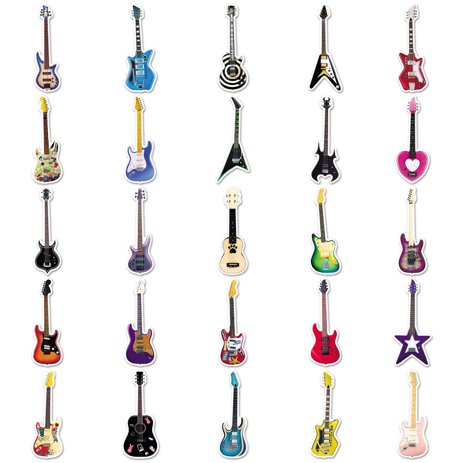สติกเกอร์ลายกราฟฟิตี้กีตาร์ 50 - Musical Instruments Cartoon บทวิจารณ์และราคา