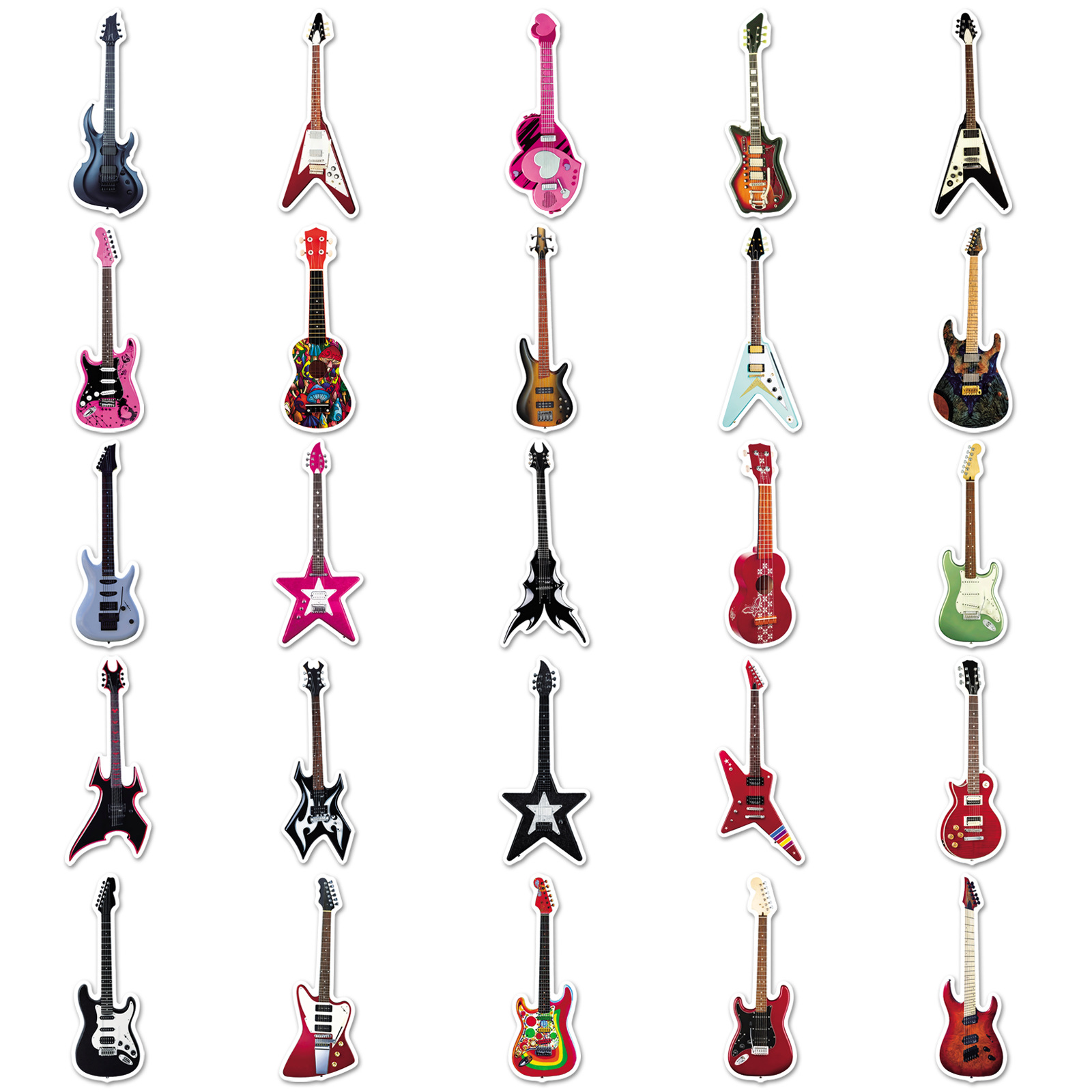สติกเกอร์ลายกราฟฟิตี้กีตาร์ 50 - Musical Instruments Cartoon บทวิจารณ์และราคา
